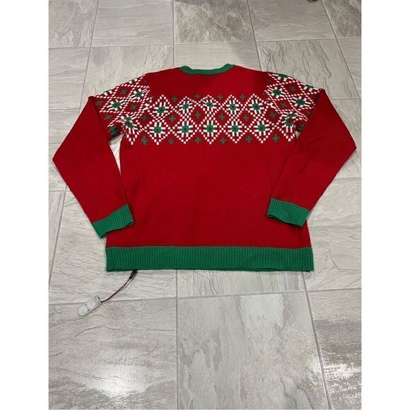 Holiday Time Cow With Light Up Necklace Ugly Christmas Sweater Men’s Medium - Picture 7 of 10